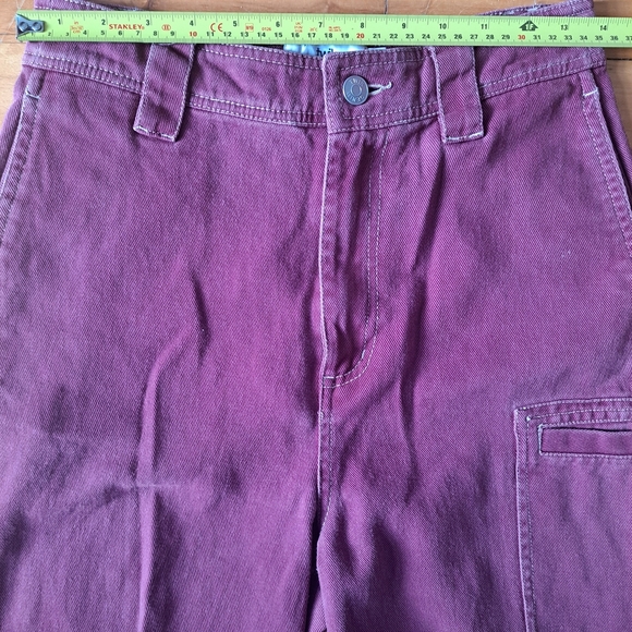Twik Organic Cotton Cargo Pants | Burgundy | High Waist | Petite Small - Picture 3 of 10